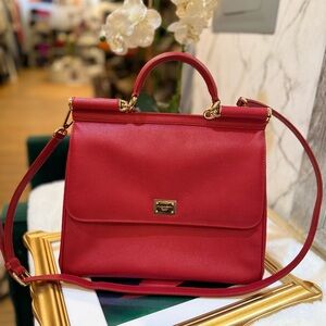 Dolce &Gabbana Red Sicily Top Handle Bag